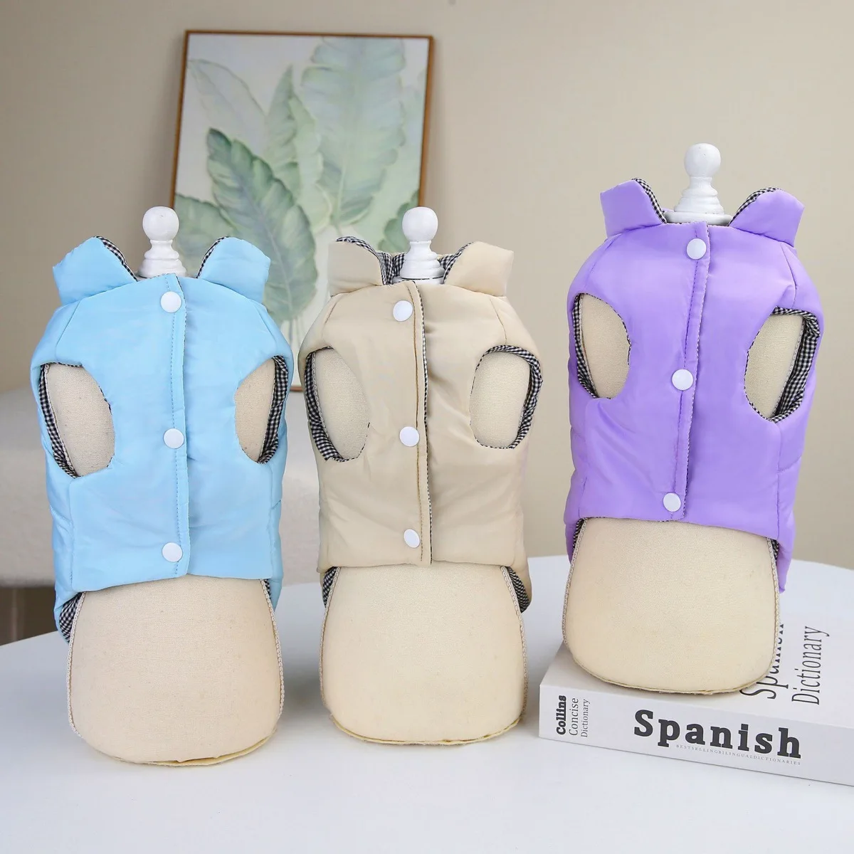 Chaqueta cálida de invierno para perros, acogedora chaleco de dos pies con anilla en D para perros pequeños y medianos/gatos, abrigo de algodón de otoño e invierno para perros