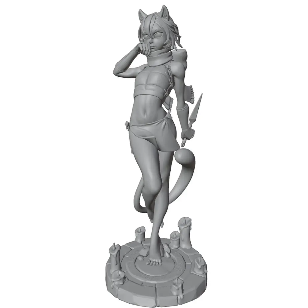 Kit resina gris muñeca guerrera 3D sin montar ni pintar para mascotas - imagen 2