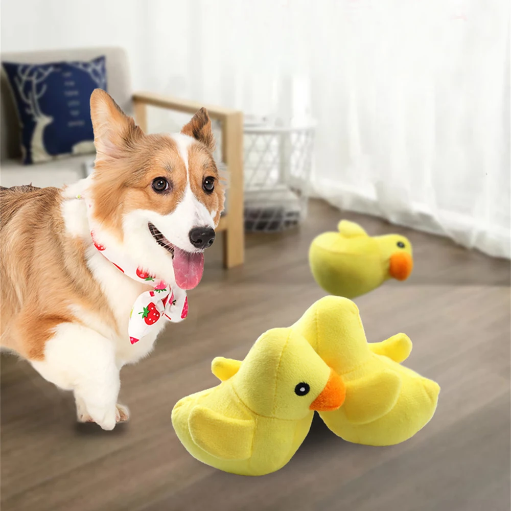 5/10 Uds. Lindo pato de peluche perros pequeños masticar juguete chirriante gato duradero cachorro Molar juguete para morder divertido juguete de entrenamiento interactivo - imagen 2