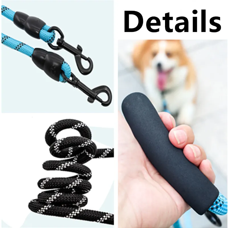 Correa para perro, correa para perros manos libres, correas impermeables de 3M de largo para caminar, correas reflectantes para perros de doble cabeza, cadena para mascotas de 3M - imagen 4