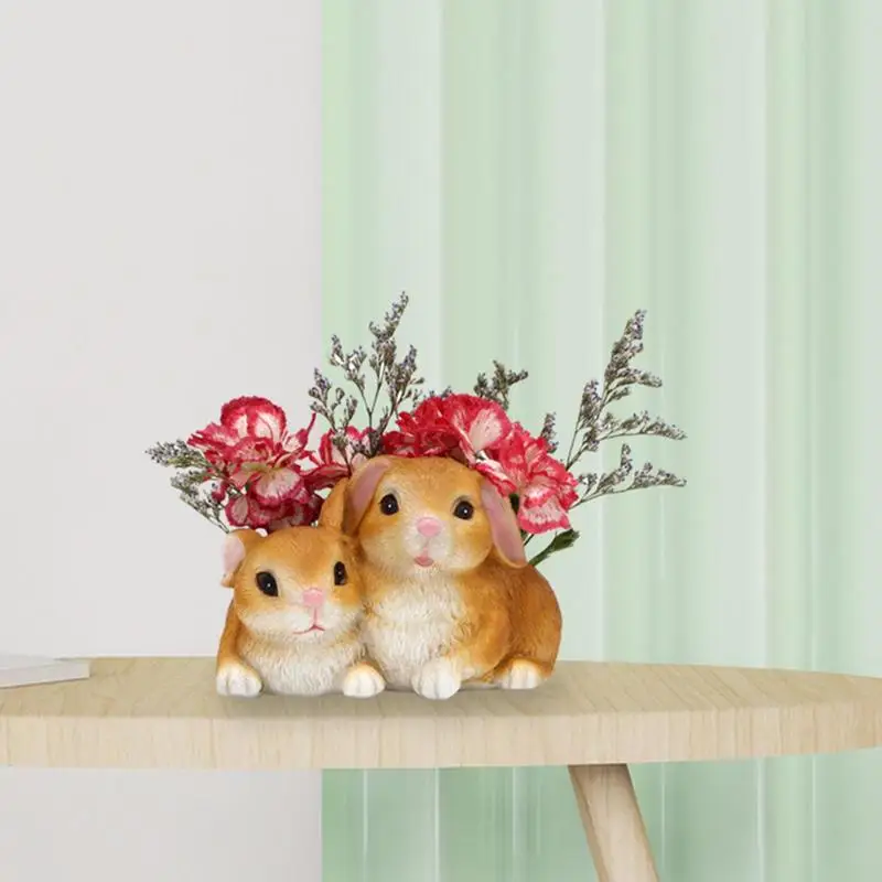 Maceta de suculentas de conejo para animales, maceta de flores de resina, maceta creativa para jardín al aire libre, Patio y oficinas - imagen 4