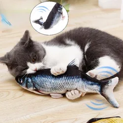 Juguete para gato, pez de peluche interactivo, pez de simulación USB, divertido y duradero, juguete para morder, gatito, juguete eléctrico interactivo para masticar, accesorios