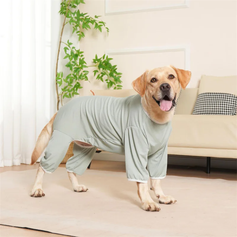 Ropa sólida para perros grandes, pijamas con capucha de cuatro patas de verano, mono para perros medianos y grandes, Body para mascotas, pijamas, ropa - imagen 3