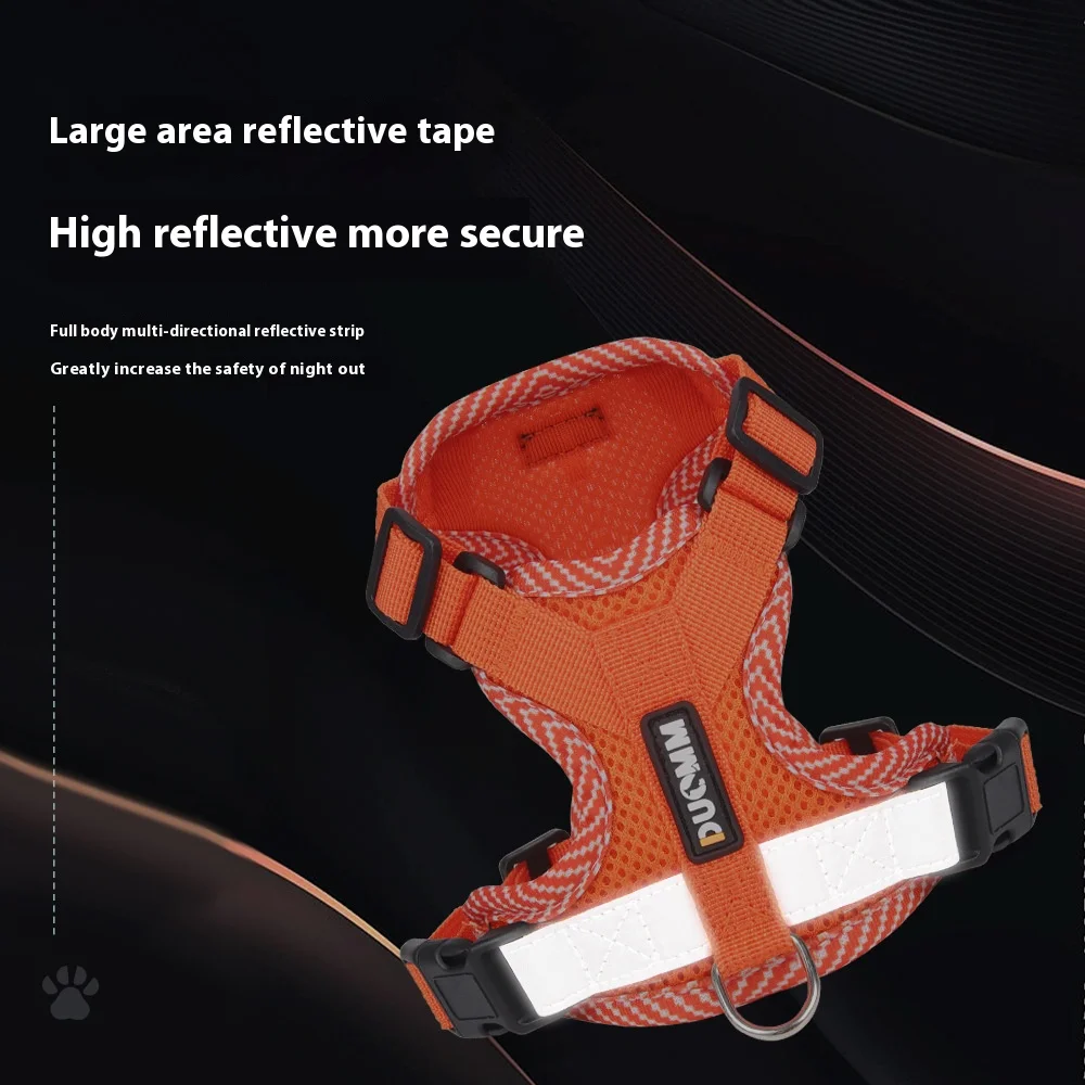 Nuevo chaleco reflectante transpirable con arnés para perros, fácil de usar, cómodo arnés ajustable para mascotas para perros pequeños y medianos - imagen 3