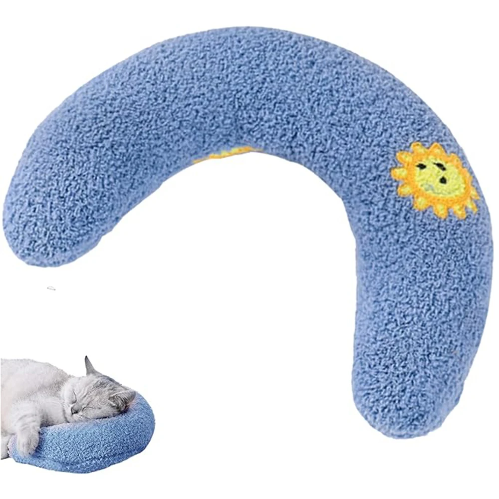 Almohada en forma de U para gato, Protector de cuello suave a la moda, almohada en forma de U para perro, sueño profundo, gatito, suave y grueso, resistente a mordeduras, fácil de limpiar