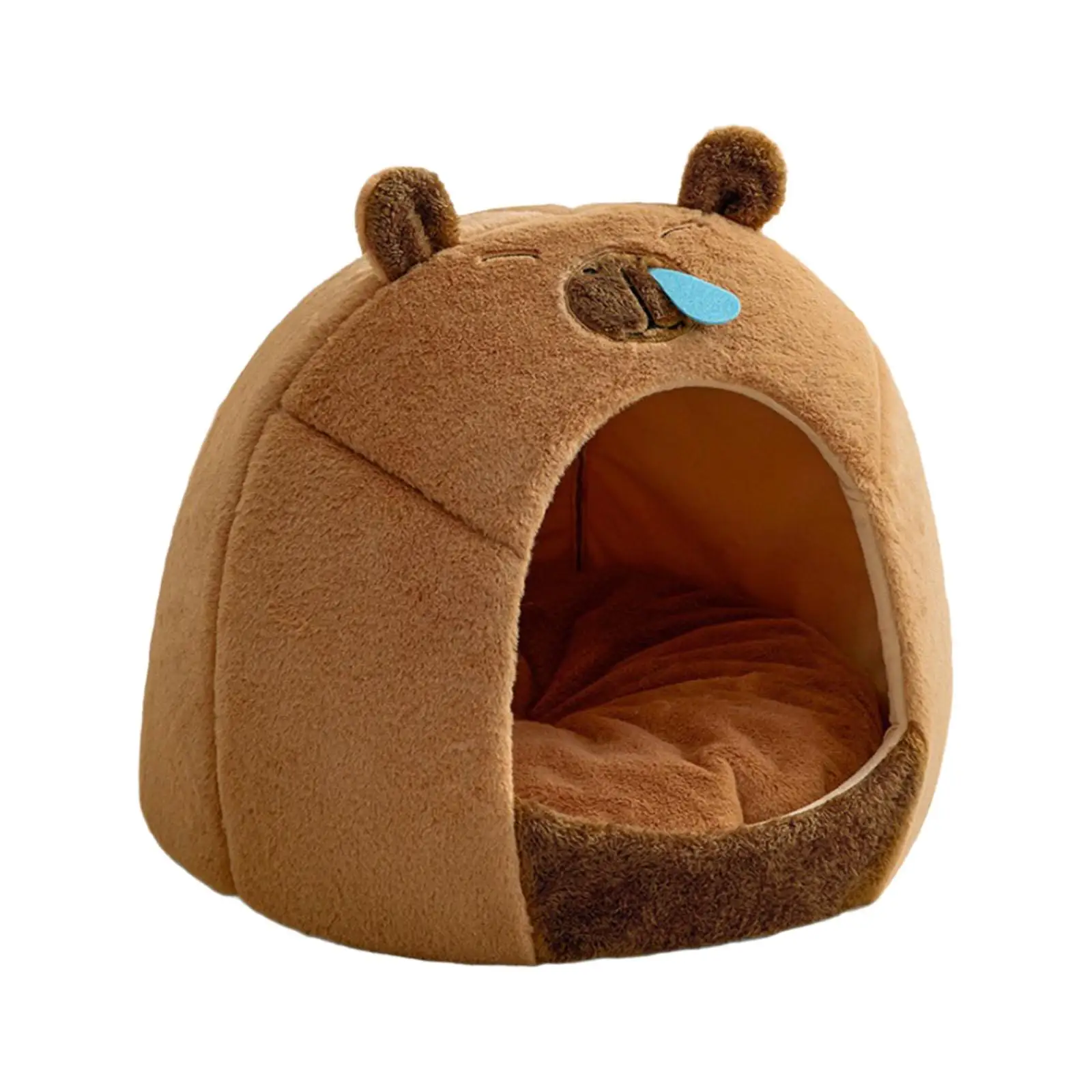 Semi Enclosed Pet Cat Nest Dog Cat Bed Kapibala Shape Self Warming Portable Kennel Pet Supplies Cute Puppy Cave House