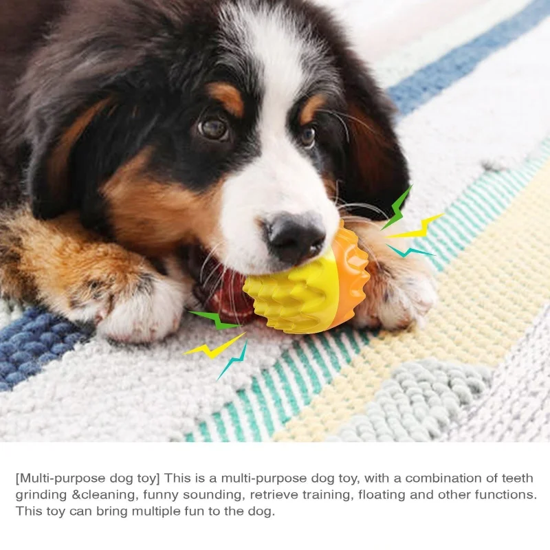 Bola con sonido para perro, juguete para masticar para perros, pelota para masticar, juguete para masticar, juguetes para perros con chirrido al aire libre para razas pequeñas, medianas y grandes - imagen 4