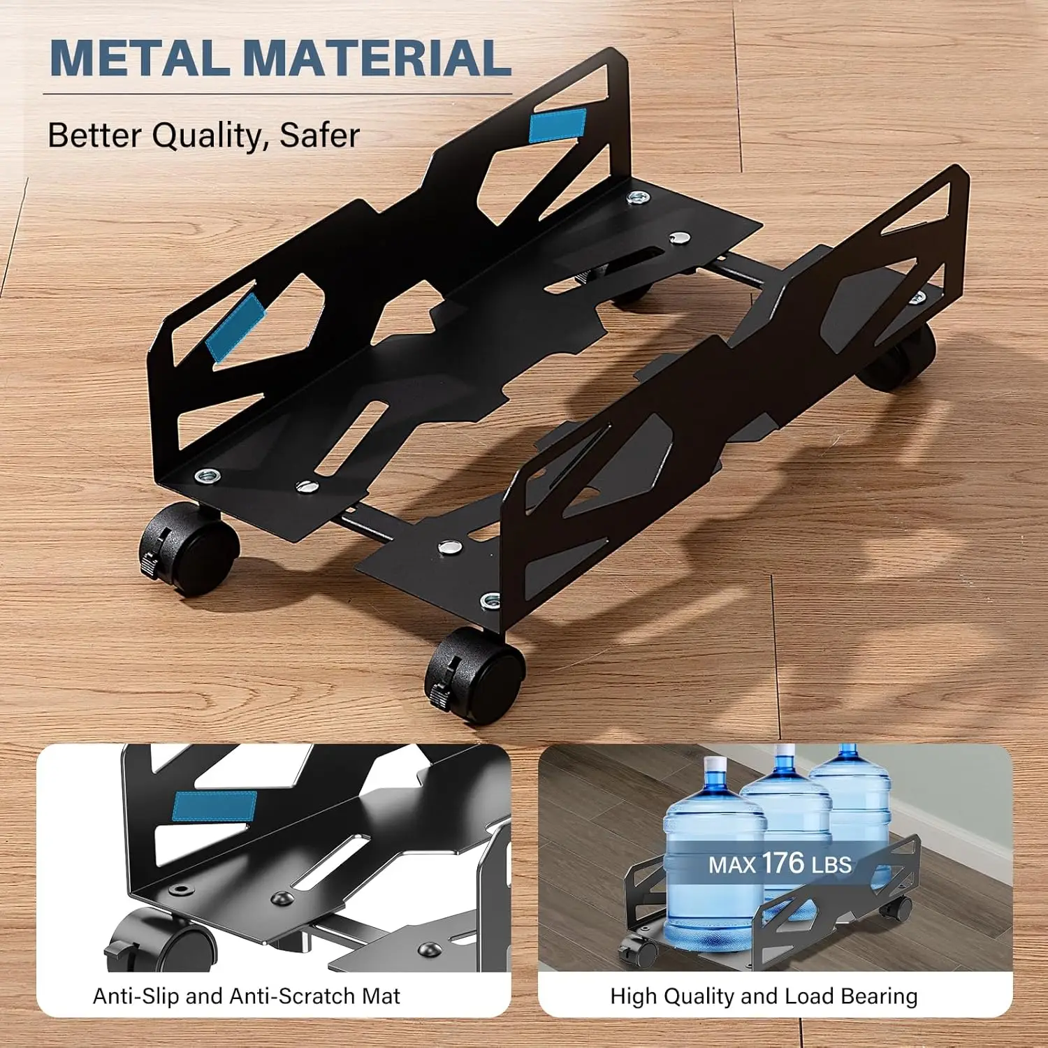 Soporte móvil para CPU con ruedas – Carro ventilado para PC compacto - imagen 4