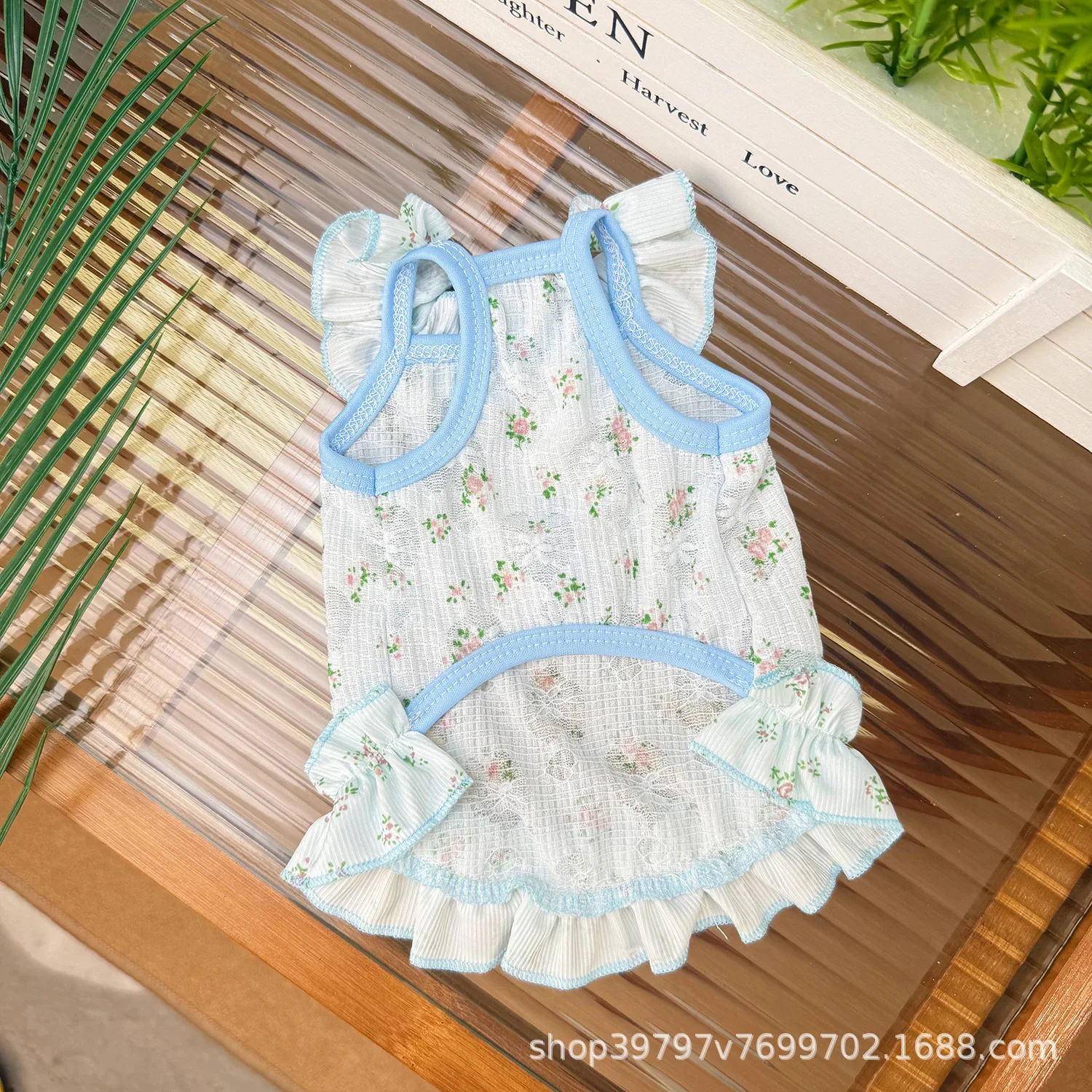 Falda con tirantes huecos finos para verano, ropa para perros y gatos, ropa para mascotas, tela fresca y refrescante transpirable, ropa de protección solar - imagen 4