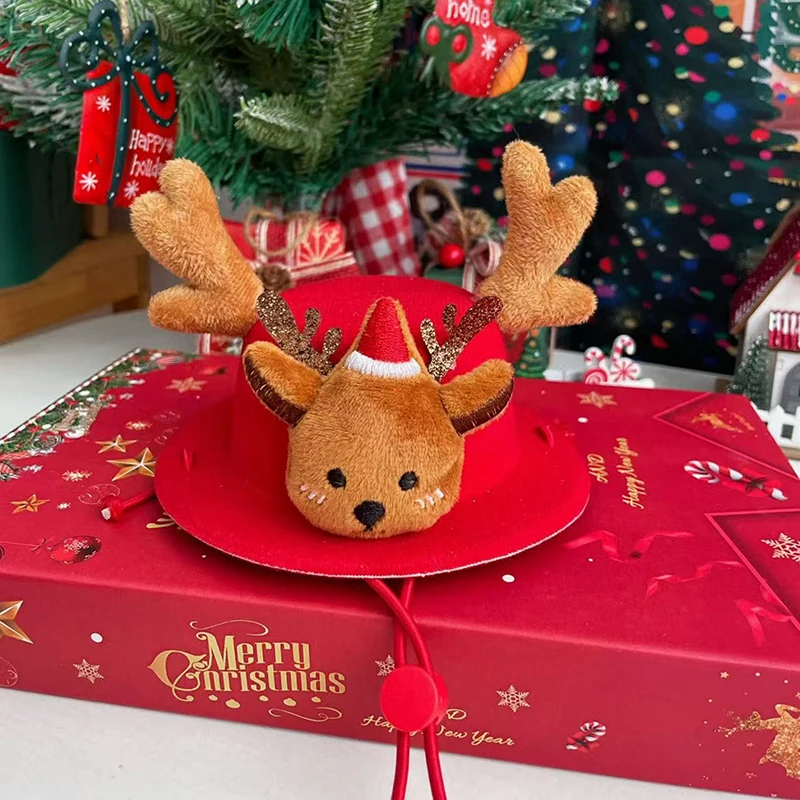 Conjunto de gorro y bufanda navideña para perro, bufanda tejida de alce para gatos, perros pequeños y medianos, gorro cálido de invierno para cachorros, accesorios para perros de Papá Noel - imagen 3