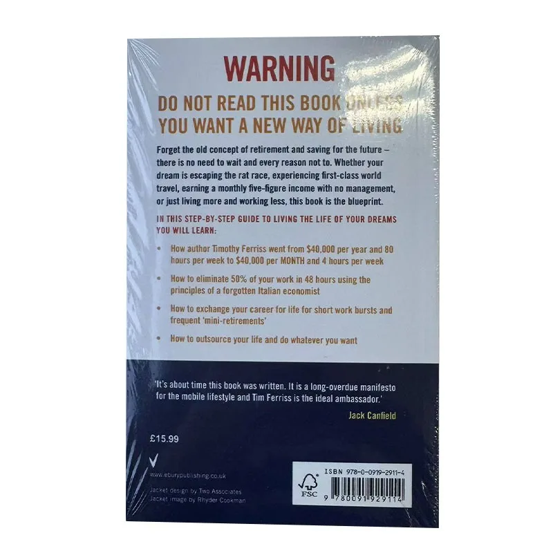 La semana de trabajo de las 4 horas de Timothy Ferriss Escape, 9,5, vive en cualquier lugar y unirse al nuevo y rico libro más vendido, libro de bolsillo en inglés - imagen 4