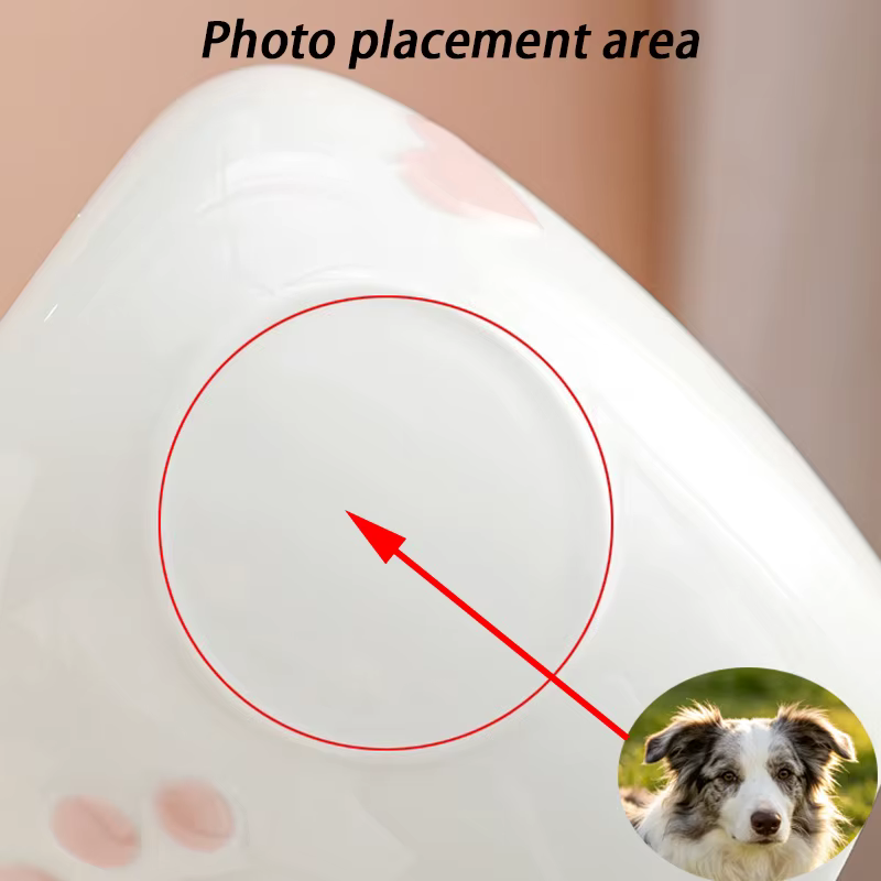 Urna ceramica para cenizas de mascotas con fotos - perros y gatos