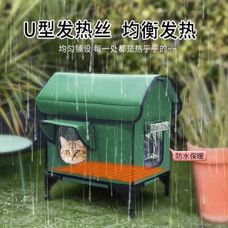 Cama calentada para gatos exterior – Refugio pliable todas las estaciones - imagen 3