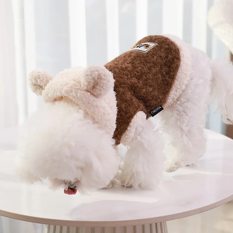 Abrigo con sombrero de oso de peluche para mascotas, Sudadera con capucha de otoño/invierno, oso de peluche, Yorkshire, abrigo de invierno para perros pequeños, abrigo grueso, ropa para cachorros - imagen 3