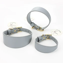 Collar con correa para galgo italiano poliuretano suave rosa y gris
