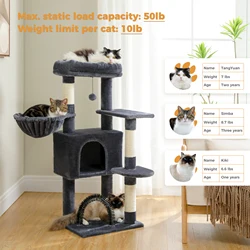 Árbol para gatos con torre de juego y postes de sisal - casa interior