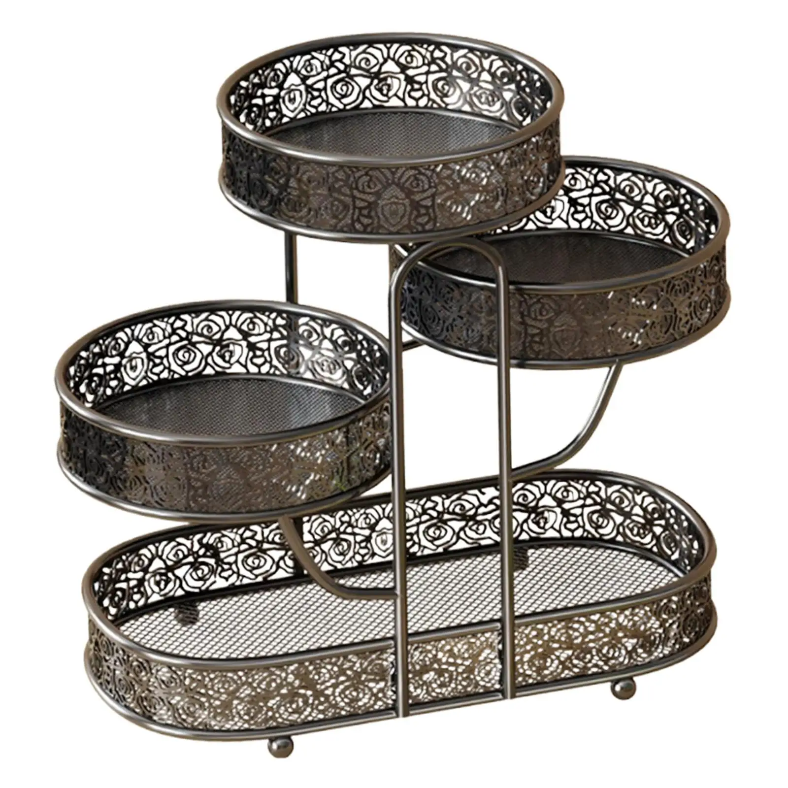 Cesta de frutas de Metal de 4 niveles, organizador de aperitivos multiusos de gran capacidad para encimera de cocina, estante de almacenamiento de verduras de 40x20x40cm - imagen 4