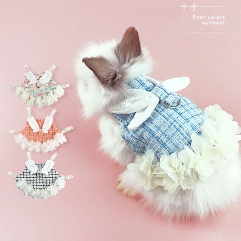 Guinea Pig Bunny Harness and Leash Set Kawaii Rabbit Clothes for Rabbits Cats Adjustable Pet Harnesses Outdoor Walking Supplies - imagen 3