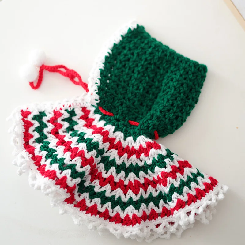 Mascota Otoño/Invierno Navidad chal tejido con capucha capa gato capa con capucha para calidez ropa para perros pequeños - imagen 4