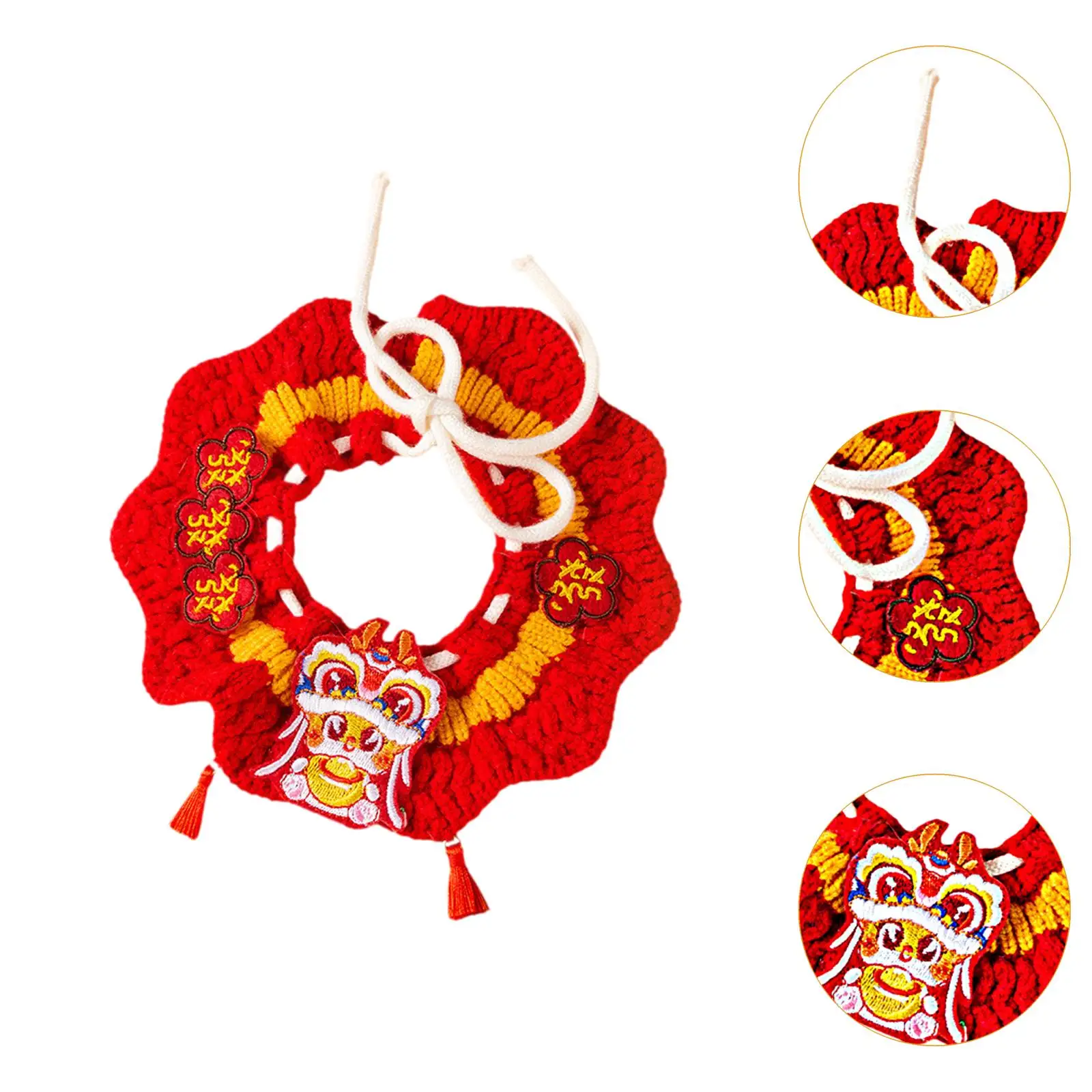 Collar tejido para gatos de Año Nuevo, calentador de invierno, bufanda para mascotas, accesorio de disfraz de vacaciones para gatos pequeños, medianos y grandes, suministros para mascotas - imagen 4