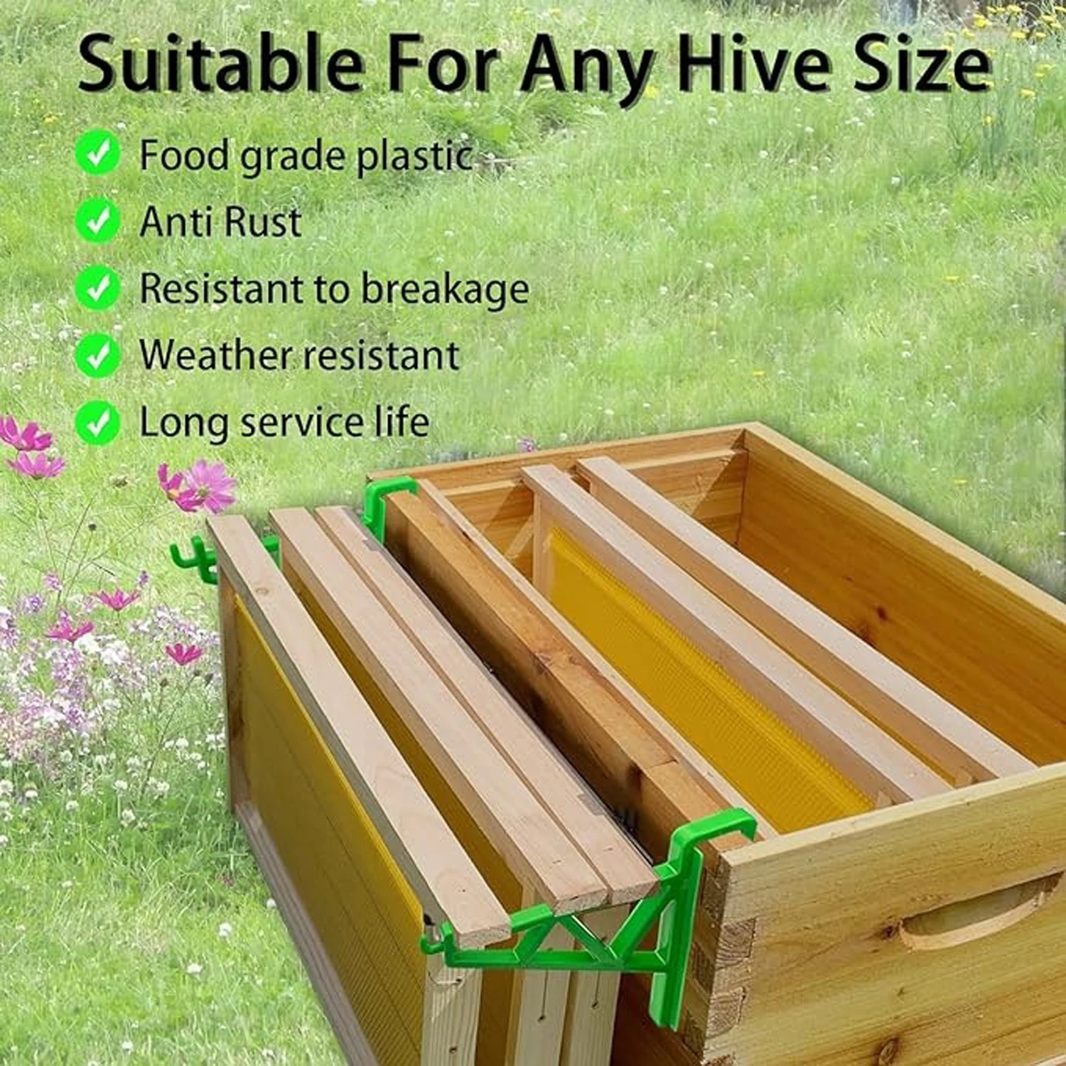 Soporte de marco de colmena de plástico resistente, marco de agarre de apicultura, soporte de colmena de abeja, soporte de estante, suministros de apicultura, 2 uds. - imagen 4