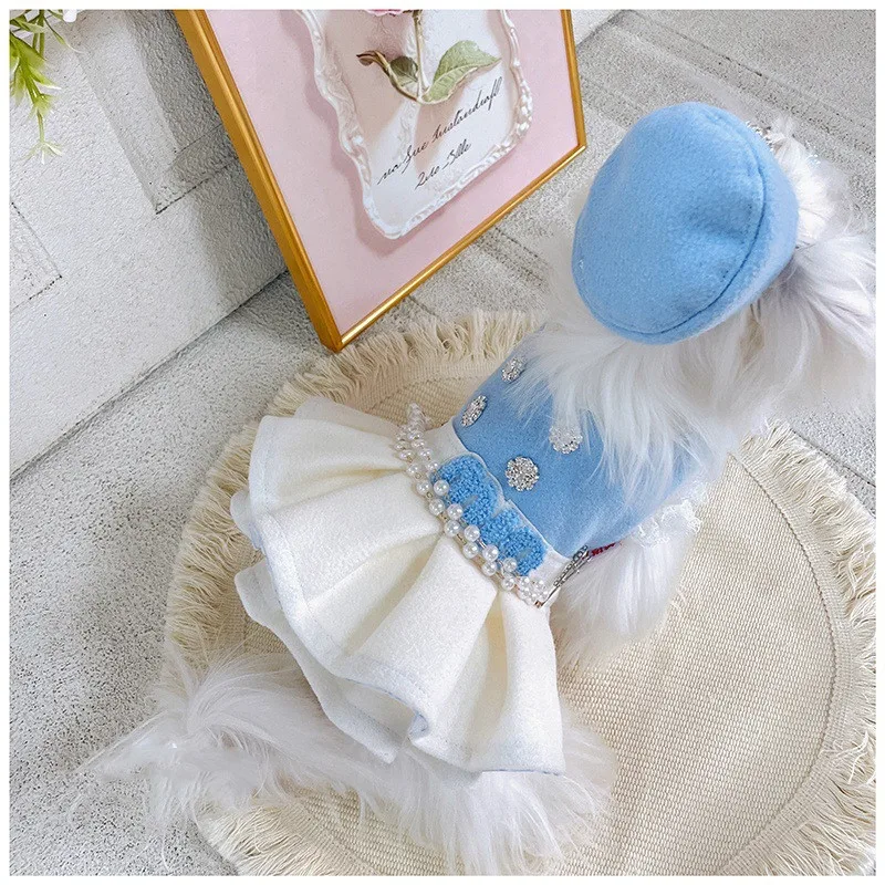 Abrigo tweed azul perla para perros pequeños – lujo invernal - imagen 3