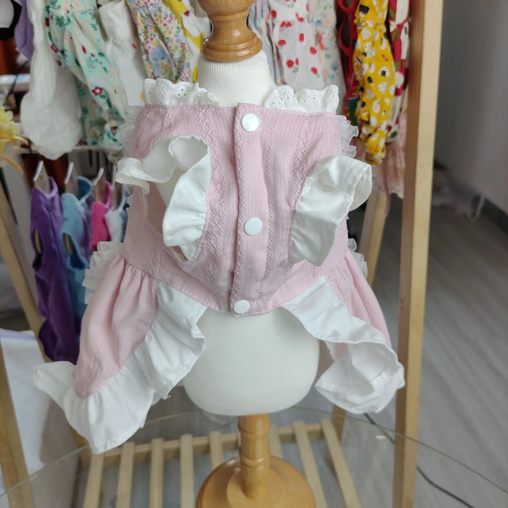 Vestido de encaje para mascotas, ropa de sirvienta para perros y gatos, ropa para perros, vestido transformable, pajarita, oso de princesa, ropa de peluche - imagen 4