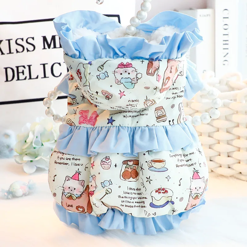 Abrigo de algodón con capucha grueso para perros y gatos, adorable diseño de dibujos animados, ropa cálida de invierno para mascotas, adecuada para cachorros