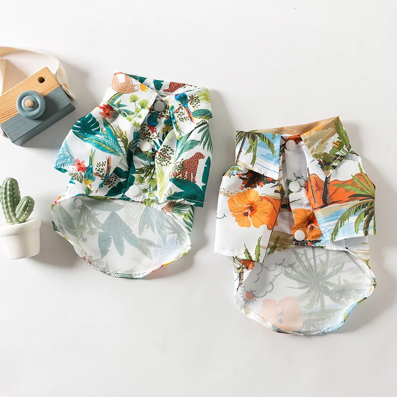 Ropa ligera de verano para mascotas, camisa para perros y gatos, camisa hawaiana de playa para peluche y caniche, ropa elegante y transpirable para mascotas - imagen 4