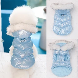Chaqueta de invierno para perros pequeños con cuello de piel de lana