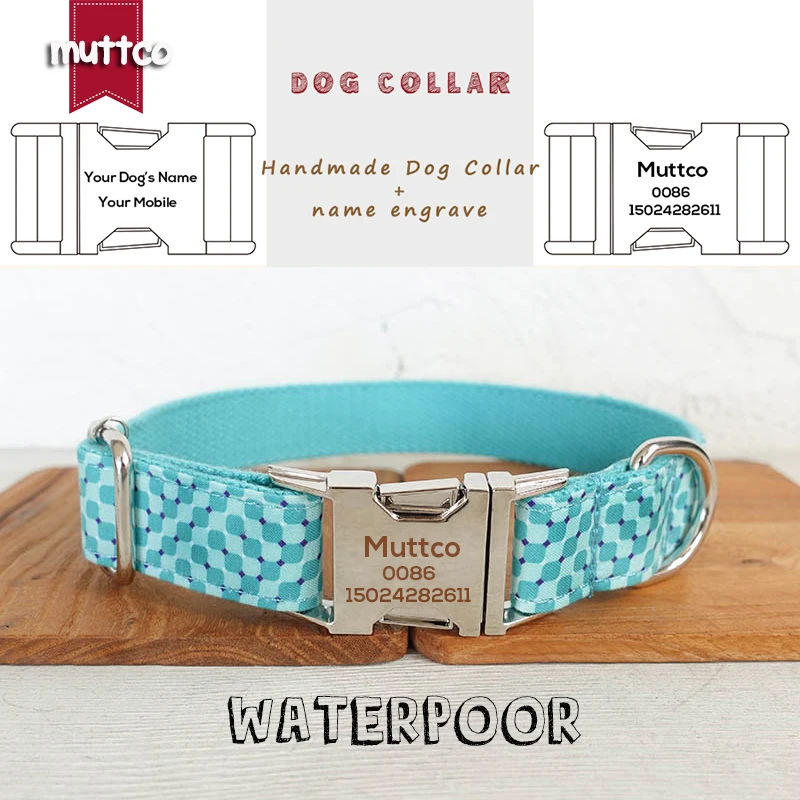 MUTTCO-collar para perro con grabado independiente, placa ajustable personalizada para cachorro, 5 tamaños, UDC132