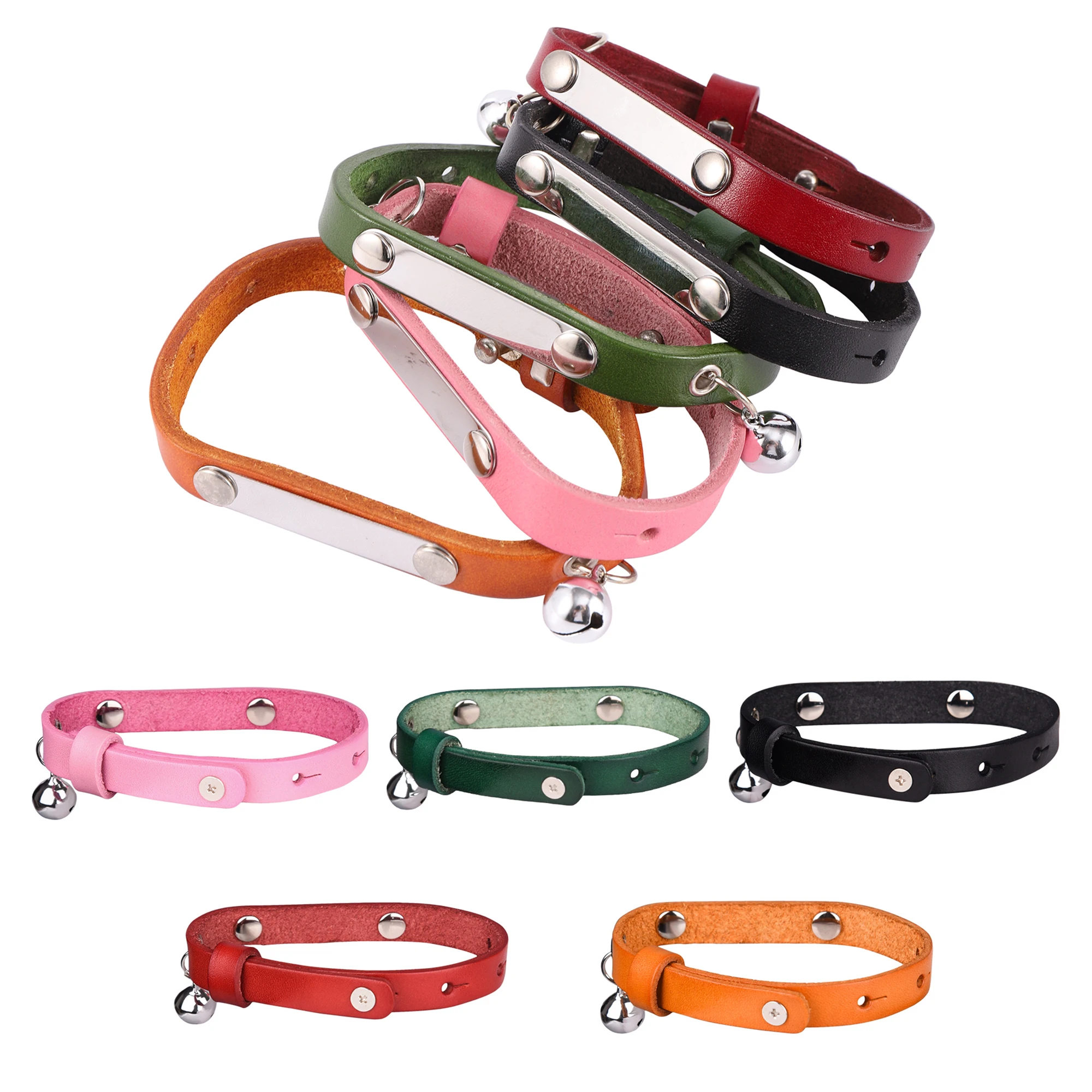 Collar de gato personalizado, collares de cuero ajustables para gatos, collares personalizados con nombre de cachorro y gatito, accesorios antipérdida para gatos - imagen 5