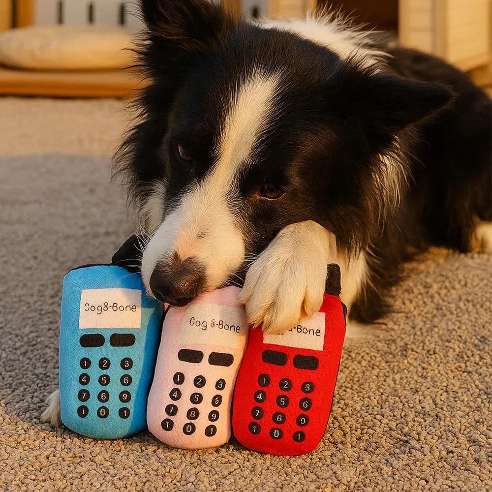 Juguetes chirriantes con forma de teléfono para mascotas, juguetes interactivos para masticar para entrenamiento para perros y gatos, juguetes duraderos y resistentes a desgarros,