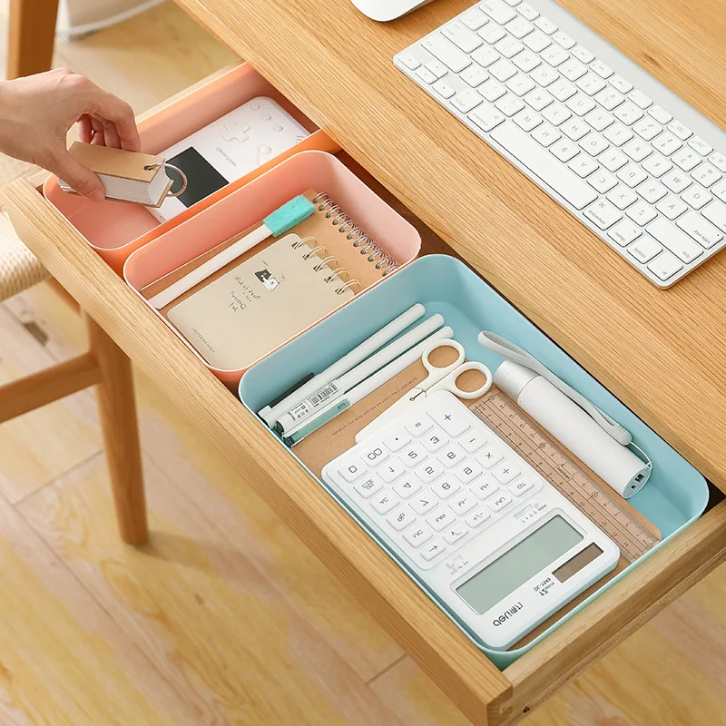 Juego de organizadores de cajones de 3 tamaños, divisores de cajones de escritorio, tocador de baño, bandejas de maquillaje cosmético, contenedores de almacenamiento de plástico transparente multiusos - imagen 5