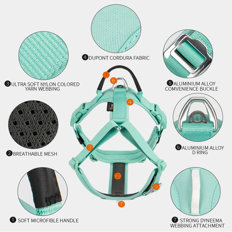 Arnés para mascotas de combinación pequeña, arnés reflectante de nailon sin tirones para perros, Control cómodo ajustable, accesorios para caminar y correr - imagen 2