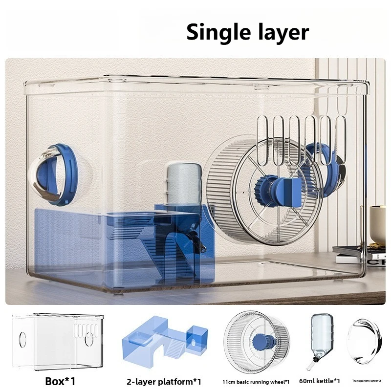Jaula para hámster, Villa de lujo, hámster sirio, casa espacial grande para mascotas pequeñas, nido transparente acrílico, productos para mascotas, accesorios - imagen 4
