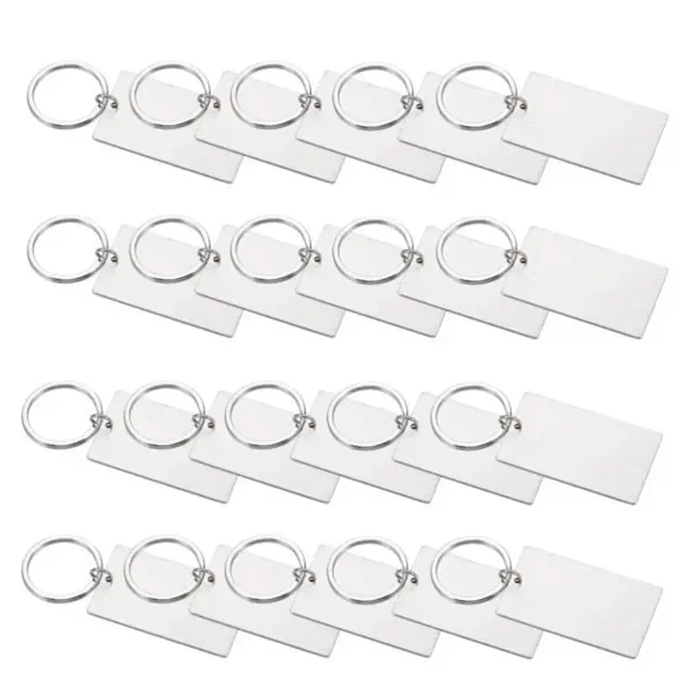 Etiquetas rectangulares de acero inoxidable personalizadas, colgante de llavero personalizado, accesorio de Collar, 10 Uds. - imagen 3