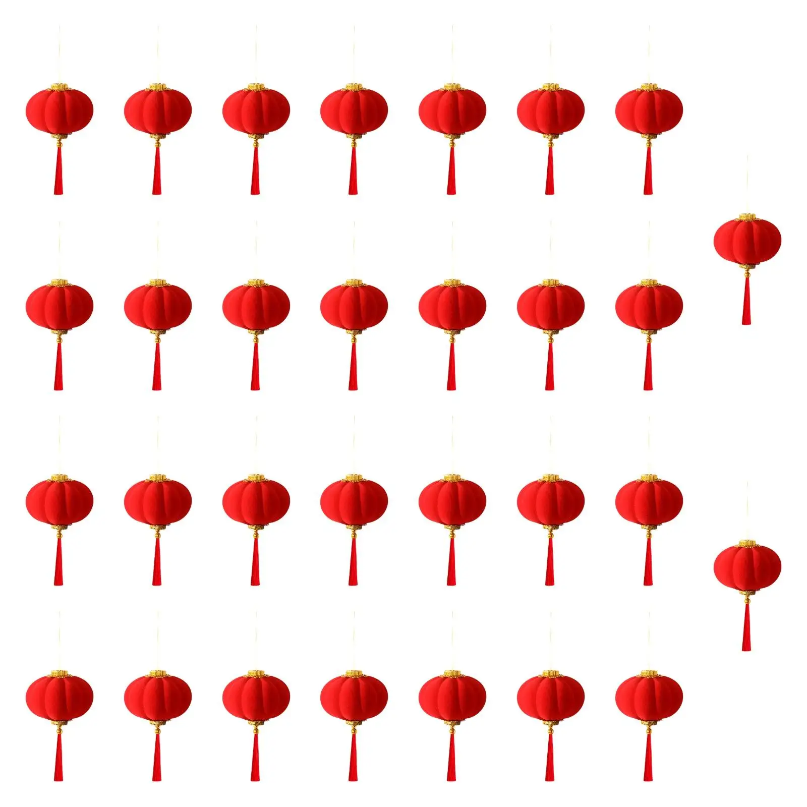 Mini linternas chinas rojas con colgante flocado, decoración de Año Nuevo Chino, linternas colgantes para China Town Store Office Dragon Boat