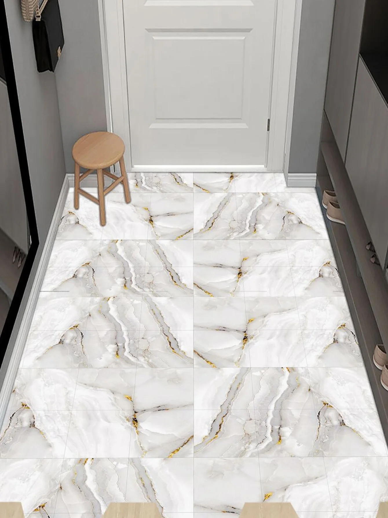 10/20 piezas de pegatinas de suelo impermeables con patrón de mármol, azulejos, pegatinas autoadhesivas para suelo, pegatinas pelables y adhesivas, decoración de la sala de estar, decoración de la habitación, decoración del hogar, decoración de la cocina - imagen 2