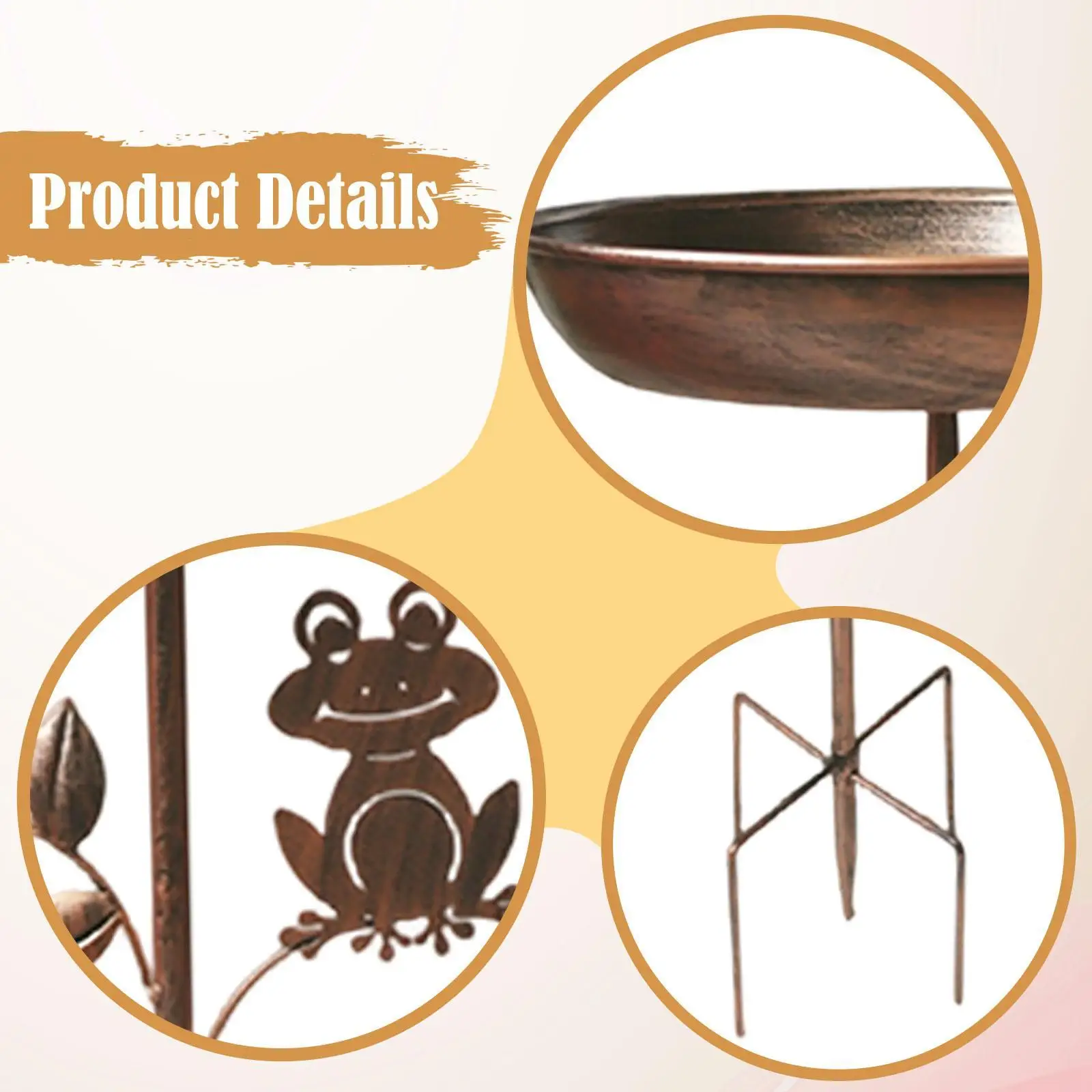 Cuenco para baño de pájaros, comedero para pájaros con estaca de jardín, estación de alimentación, bandeja decorativa, estilo Vintage resistente para cubierta de valla de parque - imagen 5