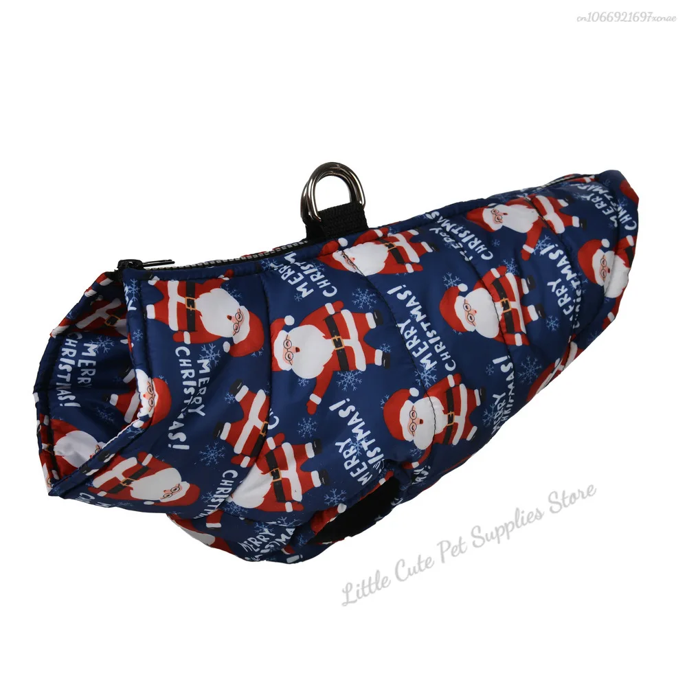 Disfraz navideño para perros, ropa cálida de invierno para perros pequeños y medianos, chaqueta con estampado divertido de Papá Noel, chaleco para cachorros - imagen 5