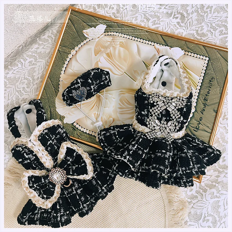 Vestido de lana para perros y gatos pequeños, traje grueso y cálido con lazo para mascotas, para cachorros de Yorkshire Terrier, mascotas pequeñas, otoño e invierno