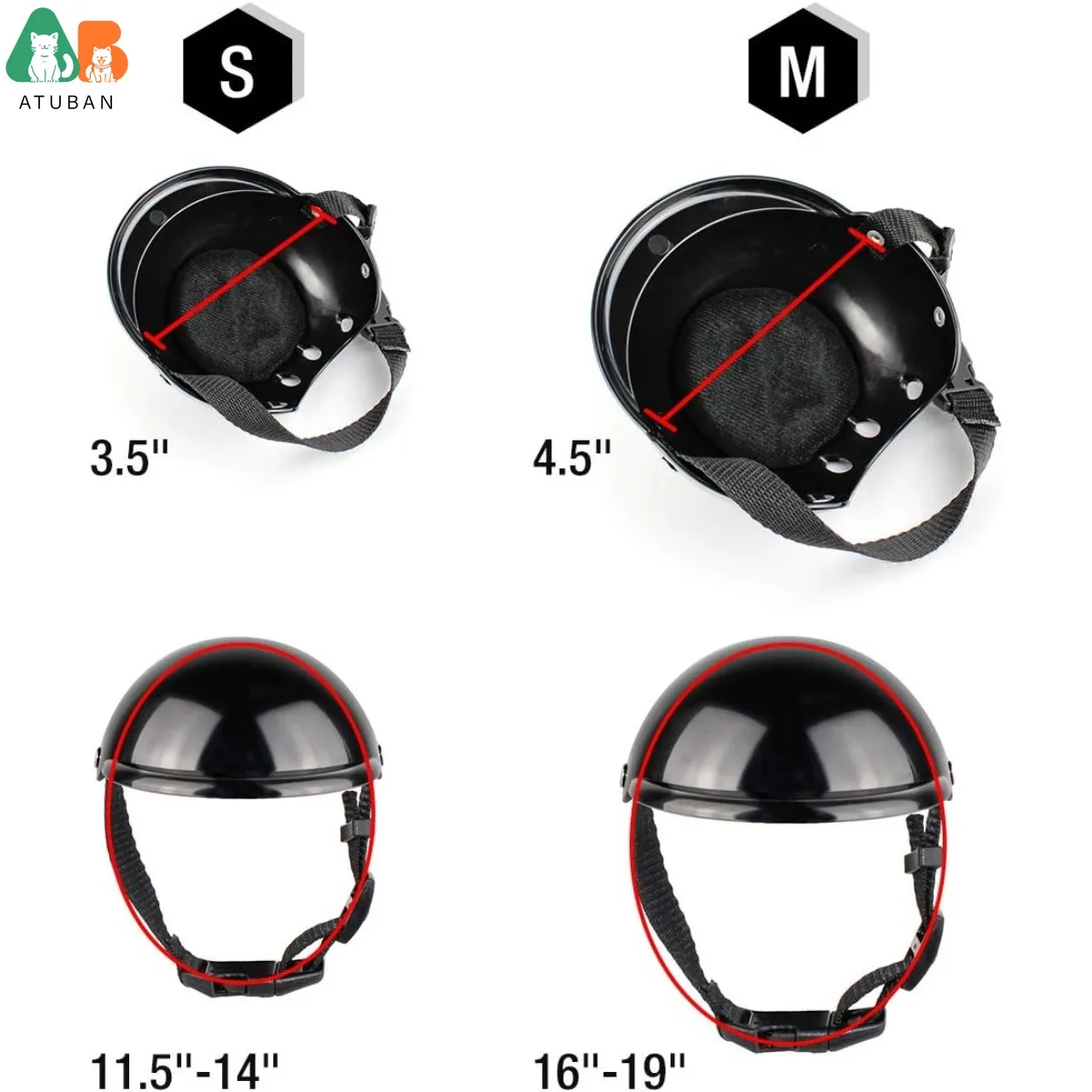 ATUBAN Casco para Perros, Gorro de Seguridad para Motocicleta para Gatos y Perros pequeños Ciclismo, Gorro para Gato DIY, Casco para Perorros Ajustable Sombrero para Mascotas - imagen 2
