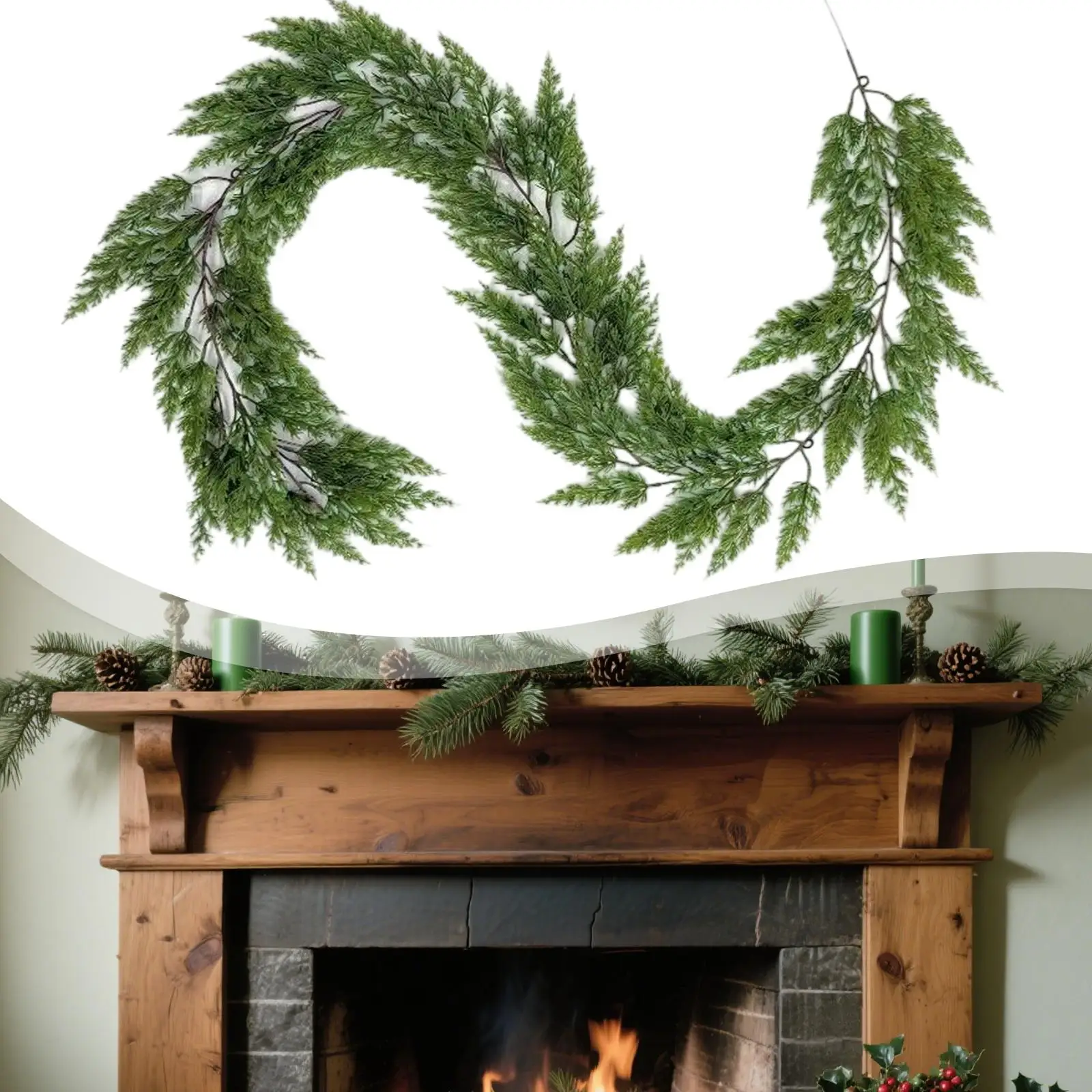 Christmas Garland Realistic Christmas Decoration for Holiday Fireplace Table