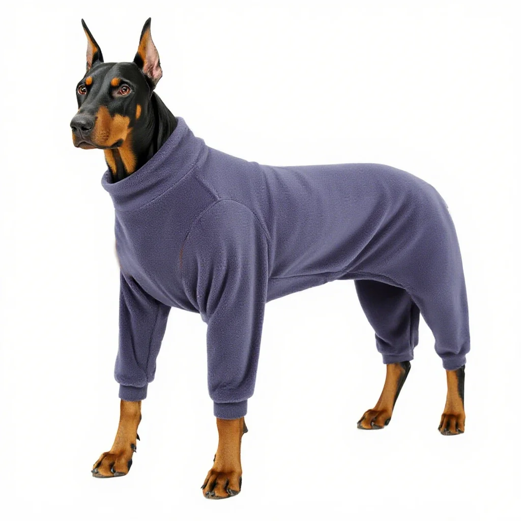 Abrigo de invierno para perros, chaqueta cálida para perros, traje de nieve de cuerpo completo con cuello alto de forro polar para cachorros, suéter cómodo a prueba de viento - imagen 3