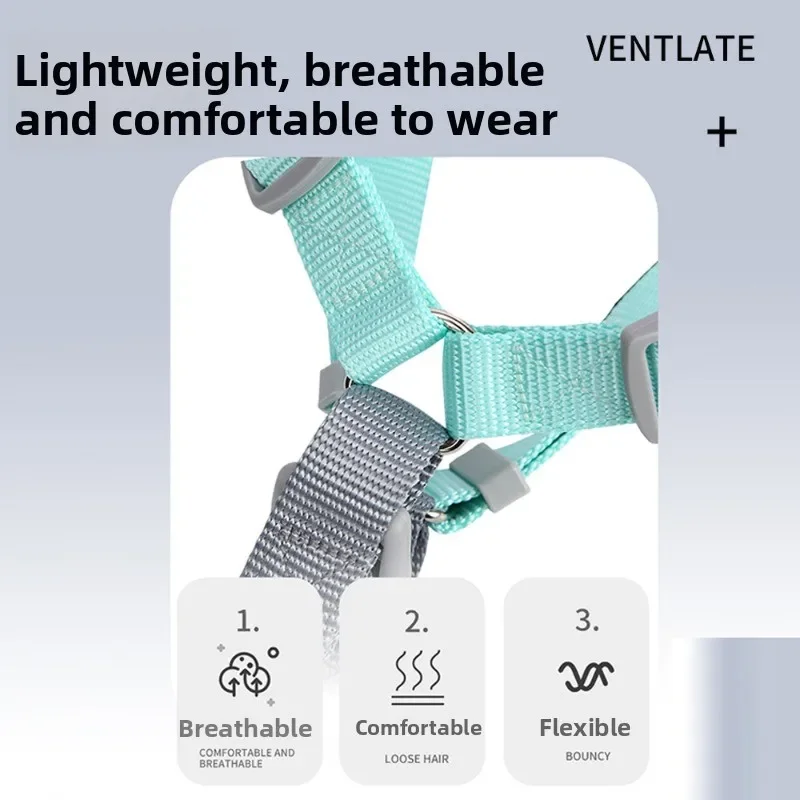 Juego de arnés y correa ajustables para perros Pastel Macaron, chaleco reflectante a prueba de escape sin tirar para perros y gatos con cuerda para caminar al aire libre - imagen 5