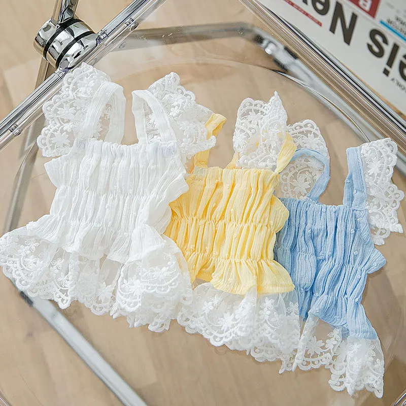 Ropa de encaje para perros, vestido de princesa, chaleco Halter para mascotas, ropa para cachorros, ropa transpirable de dos patas