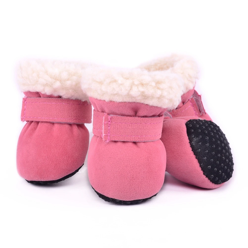 4 unids/set de zapatos de invierno para perros, botas antideslizantes para la lluvia y la nieve, calzado grueso y cálido para gatos pequeños, cachorros, Chihuahua, botines tipo calcetín para perros - imagen 3