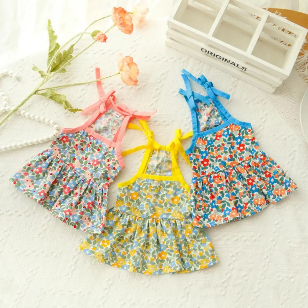 Vestido con estampado de flores para mascota, falda con tirantes para perro, ropa de verano - imagen 5