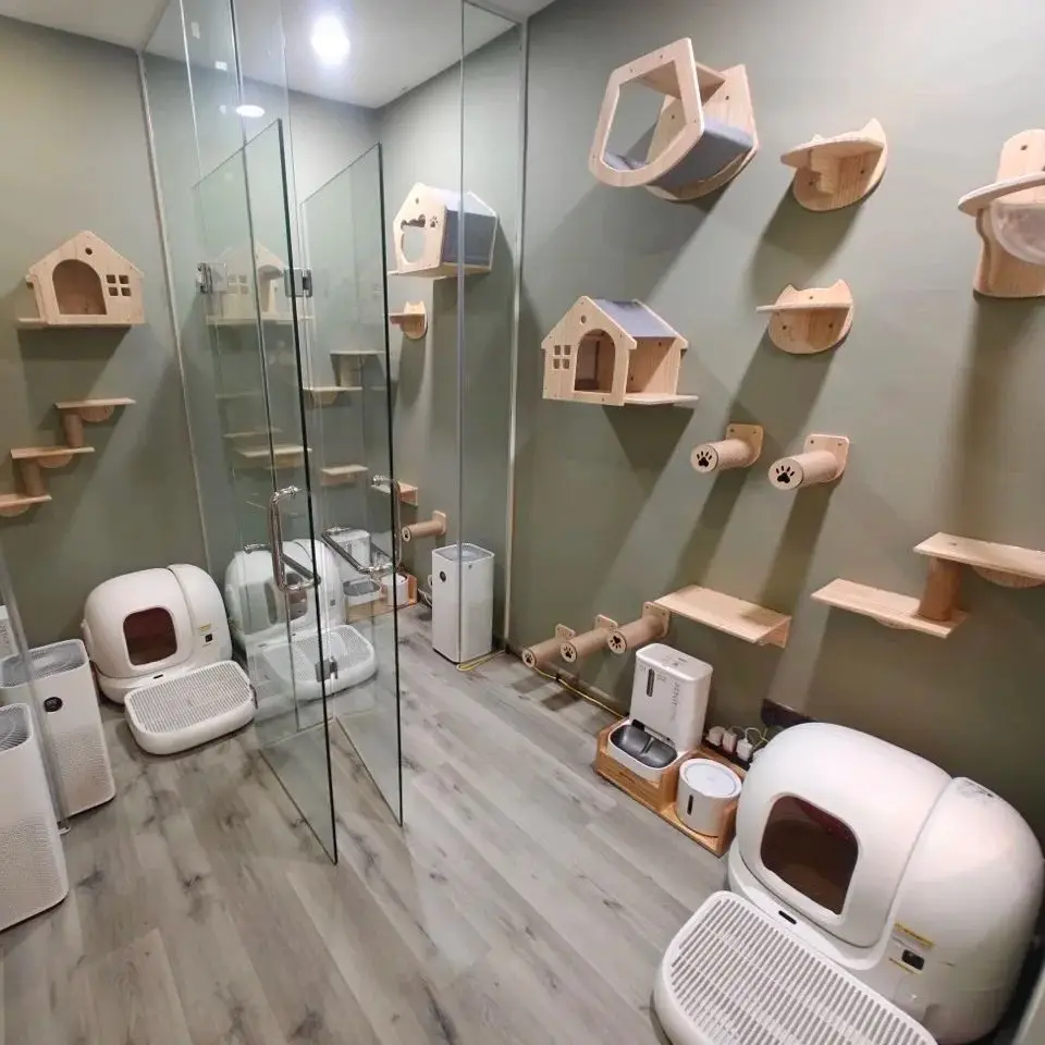 Marco de escalada para gatos montado en la pared, árbol de madera para gatos, hamaca, poste rascador, plataforma de salto con Pedal, muebles de pared para mascotas para interiores - imagen 5